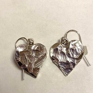 Bohm Hearts Desire Single Heart Dangly Earrings- Silver Plate- NWOT